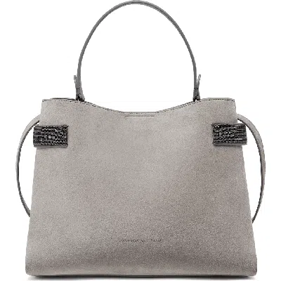 Brunello Cucinelli Monili-detail Leather Tote Bag In Grey
