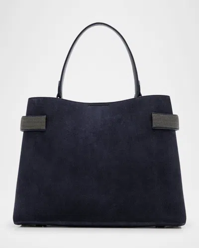 Brunello Cucinelli Essense Medium Monili Suede Top-handle Bag