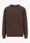 Brunello Cucinelli Cashmere Crew-neck Sweater Ribbed Finish In Brown