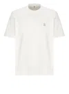 Brunello Cucinelli Crew Neck T-shirt With Subtle Logo Print In White