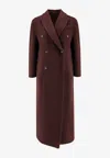 Brunello Cucinelli Hand-crafted Coat In Cashmere Double Beaver Cloth With Monili Clothing In Burgundy
