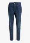 Brunello Cucinelli Light Blue Straight Leg Denim Jeans With Rolled Hem In Black