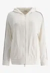 Brunello Cucinelli Essential Zip-up Hooded Sweatshirt In White