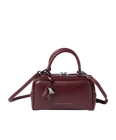 BRUNELLO CUCINELLI EXPLORER SMALL BOSTON LEATHER SHOULDER BAG