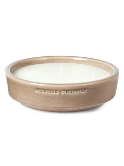 Brunello Cucinelli Extra Large Scented Candle In Ceramic Vessel In Brown