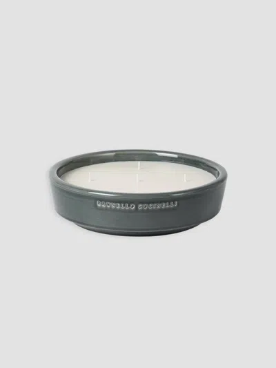 Brunello Cucinelli Extra Large Scented Candle In Ceramic Vessel In Gray