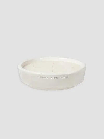 Brunello Cucinelli Extra Large Scented Candle In Ceramic Vessel In White