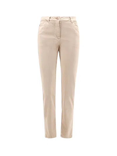 Brunello Cucinelli Extra Skinny Fit Trouser With Monili Patch In Beige