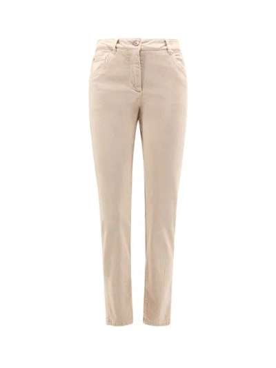 Brunello Cucinelli Extra Skinny Fit Trouser With Monili Patch In Neutrals