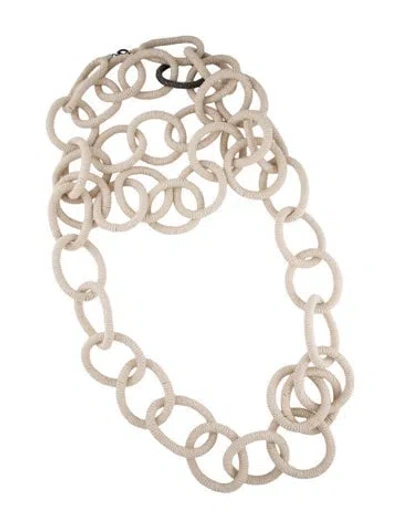 Pre-owned Brunello Cucinelli Fabric Multistrand Necklace, 22" In Neutral