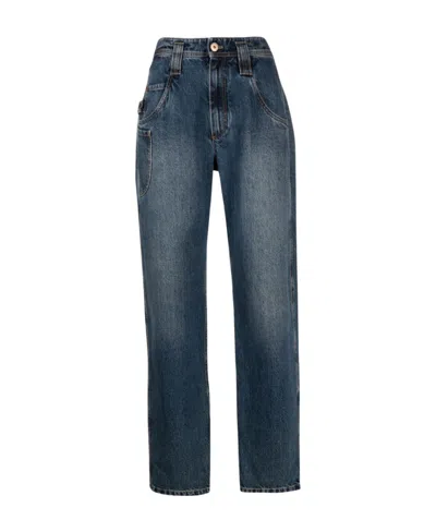 Brunello Cucinelli Fade Effect Straight Denim Trousers In Blue