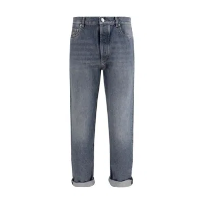 Brunello Cucinelli Faded Cotton Straight-leg Jeans In Blue