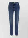 Brunello Cucinelli Embellished Skinny Cotton Jeans With Contrast Stitching In Blue