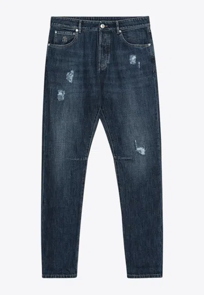 BRUNELLO CUCINELLI FADED RIPPED JEANS