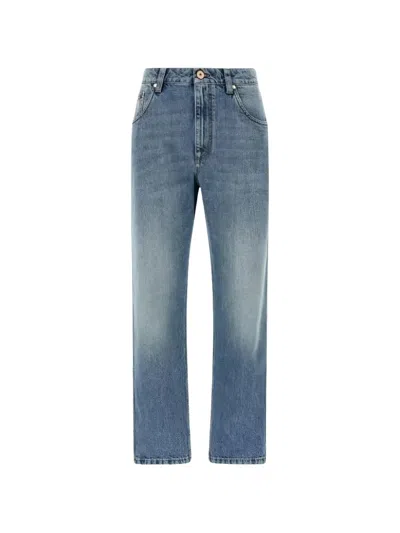Brunello Cucinelli Faded Straight-leg Jeans In Blue