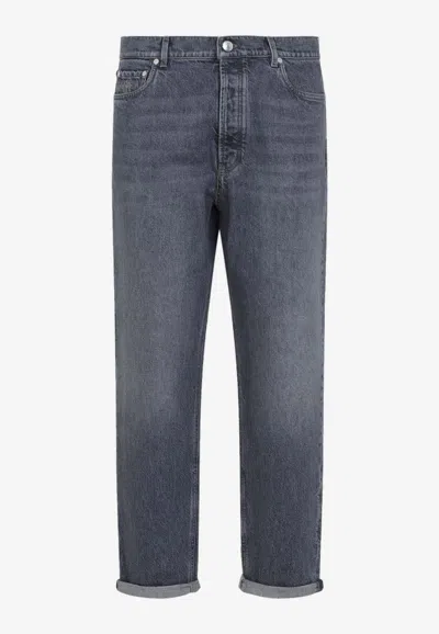 Brunello Cucinelli Faded Wash Straight-leg Jeans In Blue