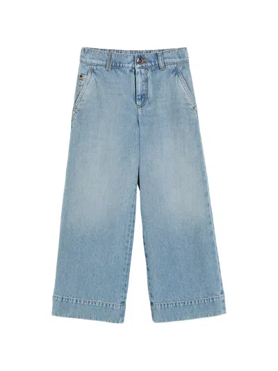 Brunello Cucinelli Kids' Faded-effect Flared Jeans In Blue
