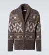 Brunello Cucinelli Wool Cardigan V-neck Geometric Pattern In Brown