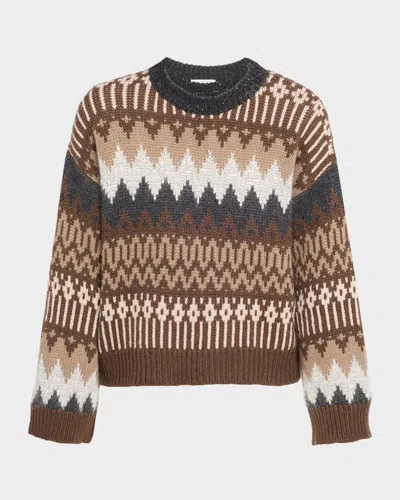 BRUNELLO CUCINELLI FAIR ISLE PAILLETTE CASHMERE CREWNECK SWEATER