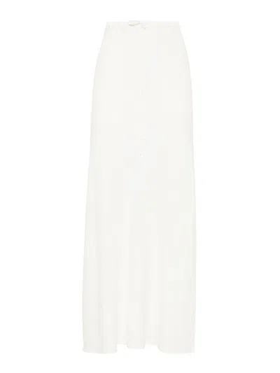 Brunello Cucinelli Long Skirt With Diagonal Cut In White