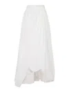 Brunello Cucinelli Long Cotton Skirt With Asymmetric Draped Detailing In White