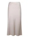 Brunello Cucinelli High-waist Satin Midi Skirt In White