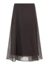 Brunello Cucinelli Women Brown Crispy Silk Circle Skirt In Brown