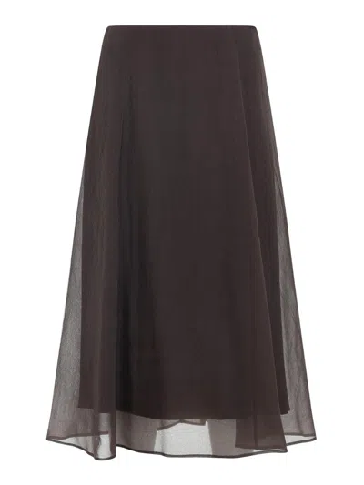 BRUNELLO CUCINELLI SILK MIDI SKIRT