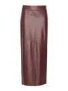 Brunello Cucinelli Bordeaux Leather Skirt In Burgundy