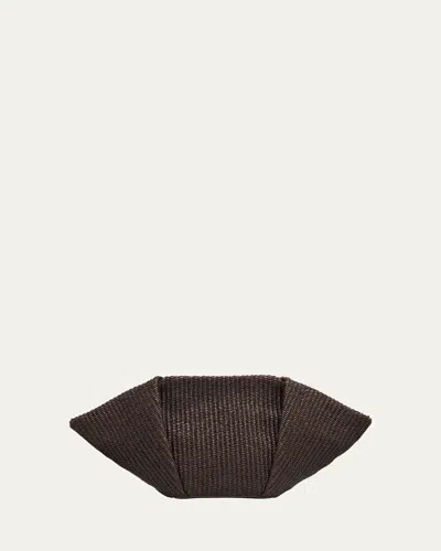 BRUNELLO CUCINELLI FAN RAFFIA CLUTCH BAG