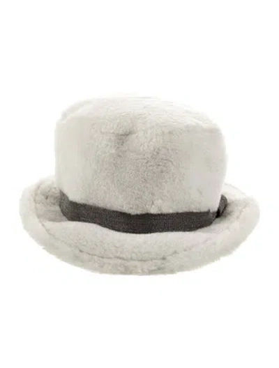 Pre-owned Brunello Cucinelli Faux Fur Bucket Hat In Gray