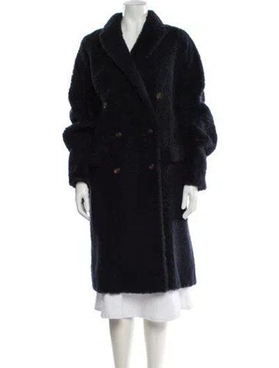 Pre-owned Brunello Cucinelli Faux Fur Coat In Blue
