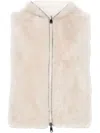 Brunello Cucinelli Faux-fur Hooded Gilet In Neutrals