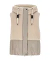 Brunello Cucinelli Teddy Detail Vest Gilet White In Nude