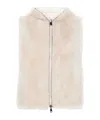Brunello Cucinelli Faux-fur Hooded Gilet In Nude