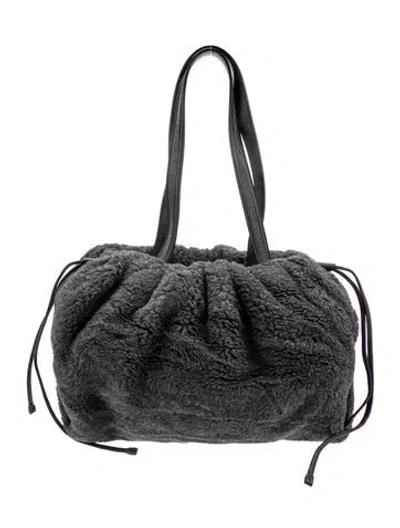 Pre-owned Brunello Cucinelli Faux Fur Shoulder Bag W/ Tags In Black