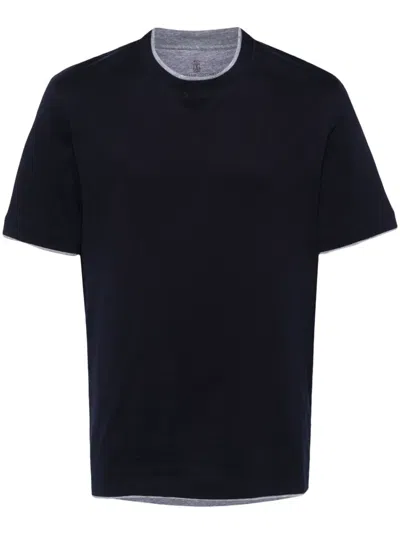 Brunello Cucinelli Layered-effect Crewneck T-shirt In Black
