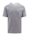 Brunello Cucinelli Double Layer Crewneck T-shirt In Gray