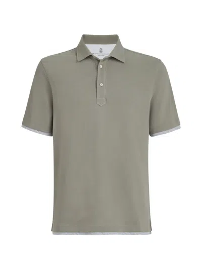 Brunello Cucinelli Faux-layered Polo Shirt In Green