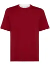 Brunello Cucinelli T-shirt With Faux-layering In 红色