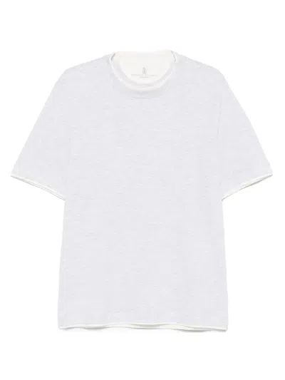 Brunello Cucinelli Faux-layered T-shirt In Grey