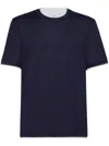 Brunello Cucinelli Men Silk And Cotton Jersey Crew-neck T-shirt With Faux-layering In Blue