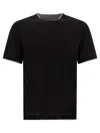 Brunello Cucinelli Black Cotton And Silk T-shirt In Black