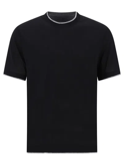 Brunello Cucinelli "faux Layering" T-shirt In Black