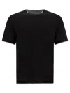 Brunello Cucinelli Black Cotton And Silk T-shirt