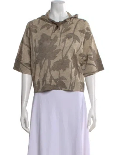 Pre-owned Brunello Cucinelli Faux Shearling Printed Sweater W/ Tags In Neutral