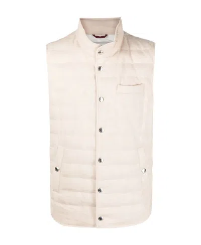 Brunello Cucinelli Feather-down Padded Gilet In White