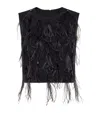 BRUNELLO CUCINELLI FEATHER-TRIM SLEEVELESS BLOUSE