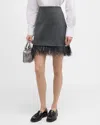 Brunello Cucinelli Feather-trim Wool-cashmere Flannel Mini Skirt In C032 Dark Grey