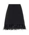 Brunello Cucinelli Black Cady Satin Dazzling Feather Insert Couture Mini Skirt In Black